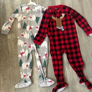 Carter's Red and Black Plaid Toddler Footed Pajamas with Moose Applique
